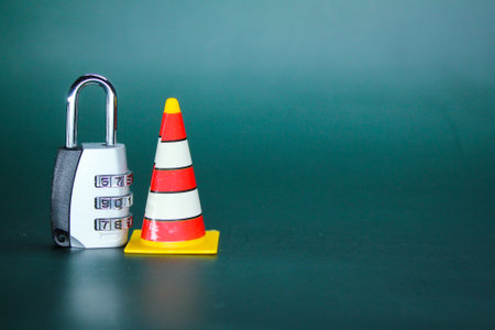 construction cones and locks. the concept of privacy or accessibility