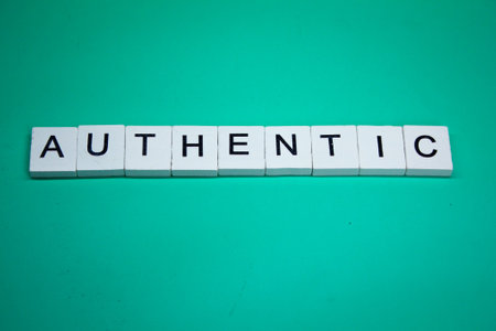 white square with the word AUTHENTIC. the concept of validity or truth