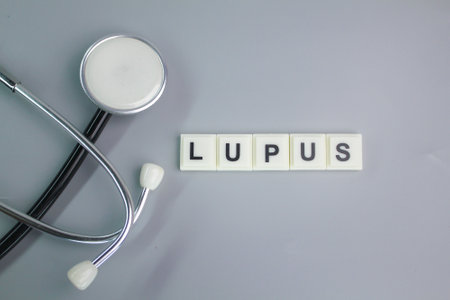 stethoscope with the word lupus. Healthcare conceptual for hospital, clinic and medical businesの写真素材