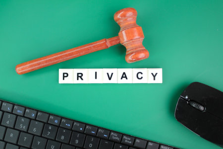 letters of the alphabet with the word privacy. concept of user principles.の写真素材