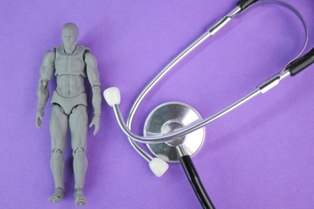 stethoscope and patient or human model. health checkup concept. health care concept. patient and doctor conceptの写真素材