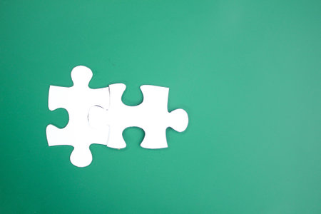 combination of two puzzles. Teamwork, partners, connection concept.の写真素材