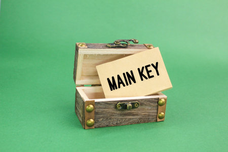 treasure box with the word main key. key concepts in business. the key to successの写真素材
