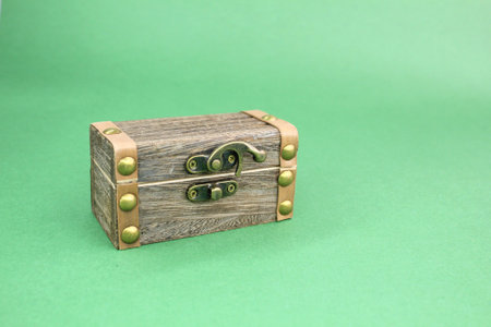 treasure box with green backgroundの写真素材