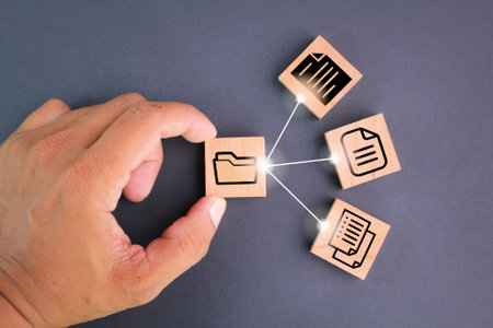 file icons are arranged into folders. Concept document management system or DMSの写真素材