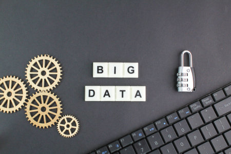 laptop keyboard and gears with the word Big Data. the concept of accumulated dataの写真素材
