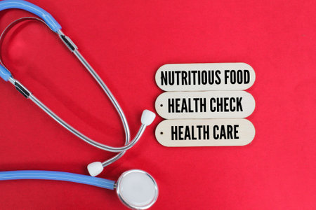 three ways to take care of your health, which are nutritious food, health check-up and health careの写真素材