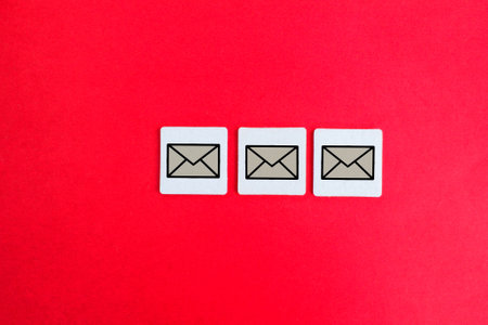three white squares with an email icon. the concept of email or business communication. conceptual...