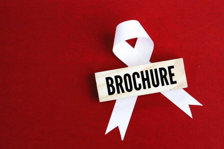 ribbon and stick with the word brochure. business promotion conceptの写真素材