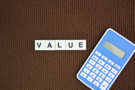 calculator with word value. the concept of value or something valuableの写真素材