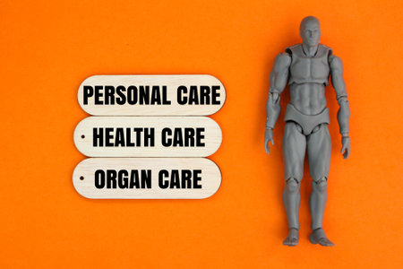human body with the words personal care, health care and organ care. self care conceptの写真素材