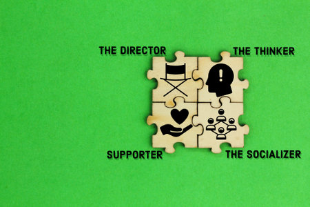 wooden puzzle with the icon Understanding the 4 Personality Types ie the director, the thinker, the...