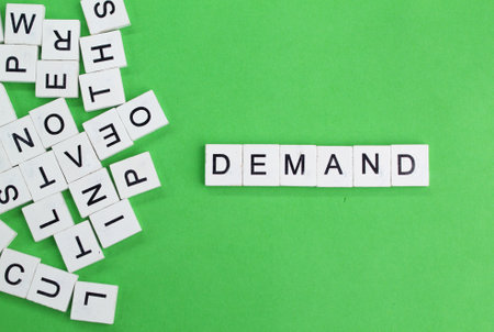letters of the alphabet with the word demand. the concept is in demandの写真素材