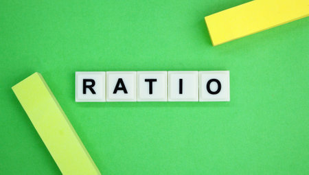 colored paper and letters of the alphabet with the word ratioの写真素材