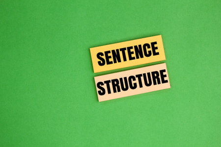 colored paper with sentence structure words. the concept of sentence arrangement or vocabularyの写真素材