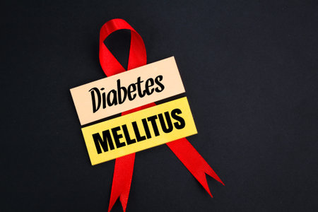 ribbons and colored paper with the word Diabetes mellitus