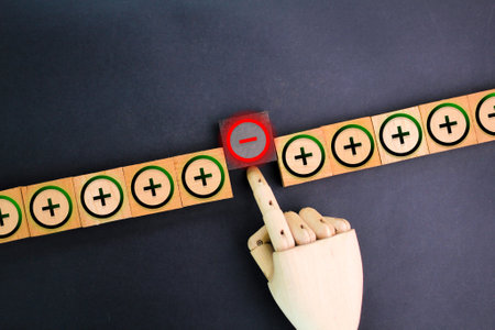 positive and negative signs. check mark concept. negative marks are discarded among positive marks