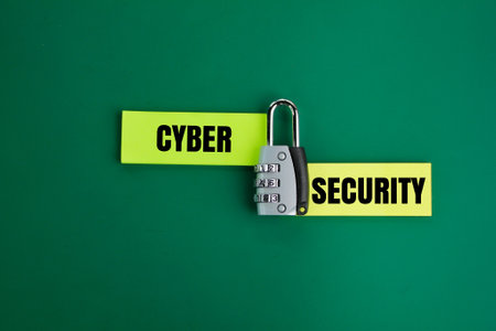 keys and colored paper with the word Cyber-security. the concept of safety online or in cyberspace. Cyber-security vs cybercrime concept.の写真素材