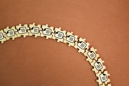 wooden puzzle according to the file icon arranged. Concept Concept document management system or...