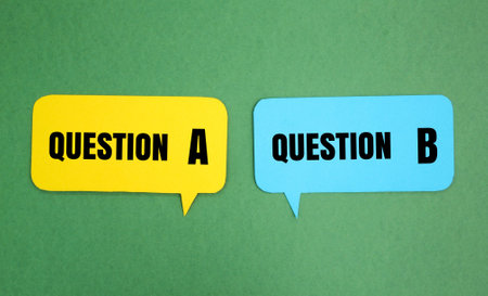 conversation bubbles with the words question A and question B. the concept of education. the concept of question selection. HR concept
 Human resourcesの写真素材