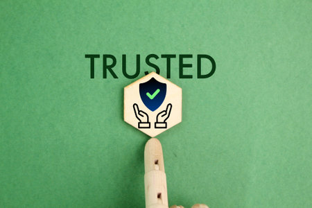 hexagons with trusted letters and icons. trusted business concept. reliable concept.の写真素材