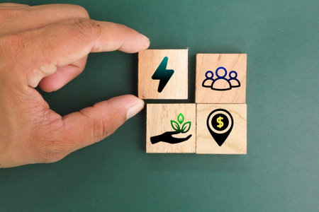Four pillars of the National Green Technology Policy. energy, social, environment and economy. ESEE letterの写真素材