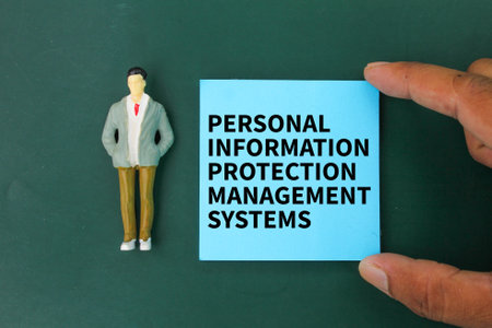 miniature people and colored paper with the words Personal information protection management...