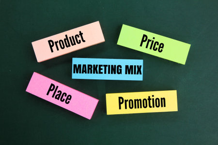 colored paper with marketing mix ie product, price, place, and promotion. marketing methods or what...