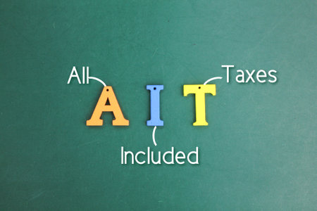 letters of the alphabet AIT or with the word All Included Taxes. business concept on business tax
