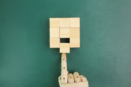 the wooden parcels are arranged and prepared. The concept of complex and intelligent logical thinking. A little defocus and close up. Copy space.の写真素材