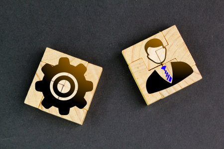 hexagon with the leader icon and the management that needs to be done. business leader. Key success...