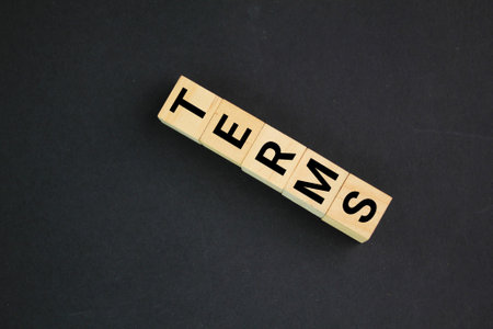 wooden arrangement with the word terms. the concept of conditions that are set or must be complied