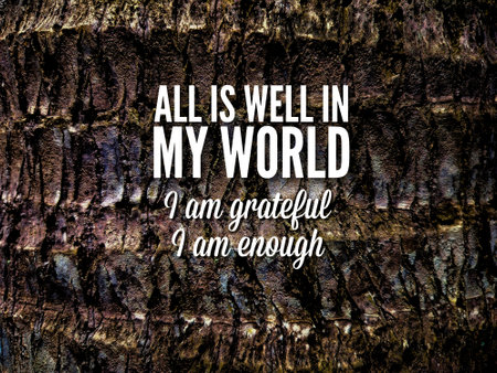 motivational words all is well in my world I am grateful and I am enough. be grateful and accept it...