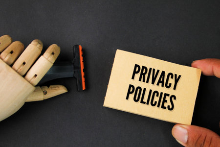 stamp and paper with the words privacy policies. privacy policy.の写真素材