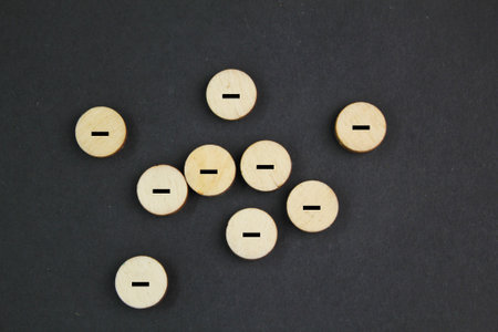 round stick with negative or minus icon. Positive or negative business choice. Advantages and...
