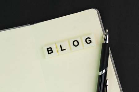 letters of the alphabet with the word blog. writing or narration. a regularly updated website or web page, typically one run by an individualの写真素材