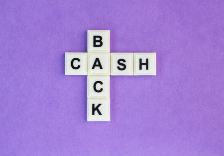 alphabet crossword with the word cashback. money back concept. Bonus program to attract customers...