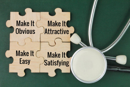 stethoscope with the words make it obvious, make it attractive, make it easy, and make it...