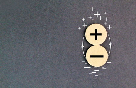 positive and negative exchange or plus and minus. concept of opposites, change mindset, customer feedback, vote.の写真素材