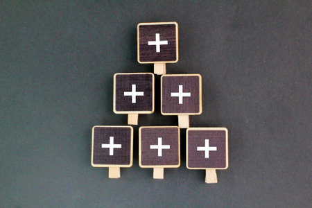 stick with plus icon stacked up, addition or add more. Value added concept. An improvement or...
