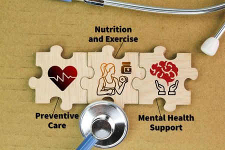 Here are three essential health needs to prioritize for overall well-being ie Preventive Care, Nutrition and Exercise, Mental Health Support.の写真素材