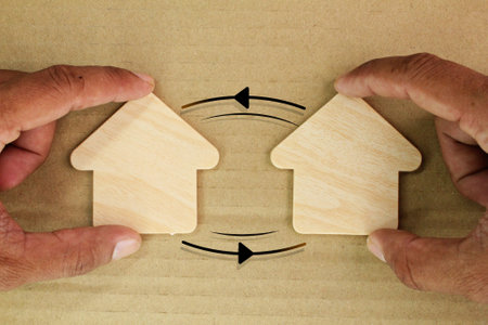 two forms of houses change. the concept of Renovations and Upgrades, Market Trends, Neighborhood Development, Regulatory Changes and Economic Factors.の写真素材