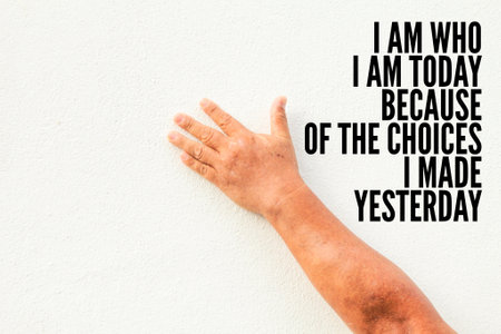 words of inspiration and motivation I am who I am today because of the choices I made yesterdayの写真素材