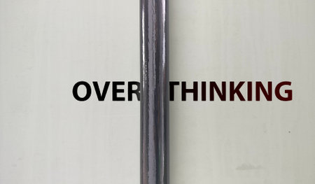 the concept of overthinking. think too much about something. thinking about or analyzingの写真素材