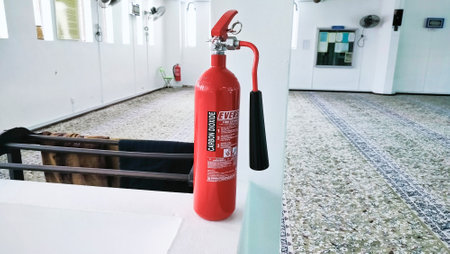 fire extinguisher on the indoor. Chemical Powder Fire Extinguisher (Apar). Fire extinguisher in fire safety.の写真素材