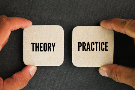 two choices between theory or practice. Both theory and practice are essential. Theory usually comes before practice in engineeringの写真素材