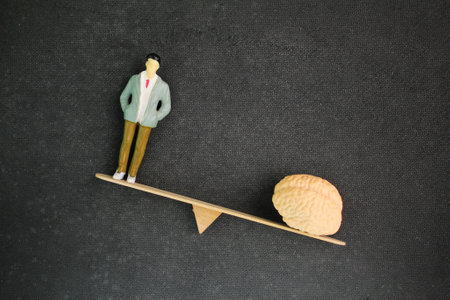 balance between people and the brain, weight on the brain. The balance between people and brains (IQ and EQ). logical thinking, problem-solving, and analytical skills, while EQ focの写真素材