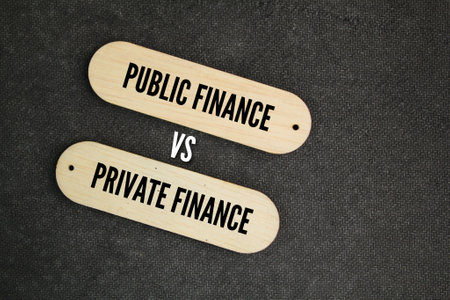 two words public finance vs private finance. business difference concept. Understanding the...