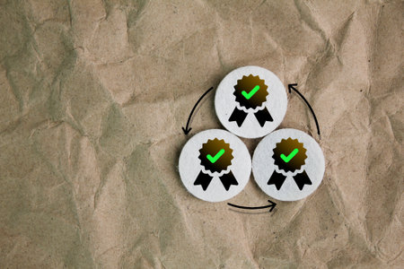a verified or certification icon connected to a line. CERTIFIED icon. Standard certification,...