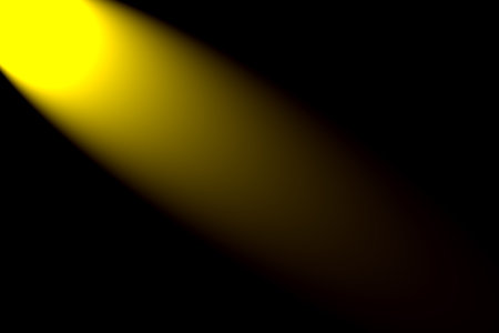 Light streak light effect, spotlight. dark background with a small yellow light beam above.